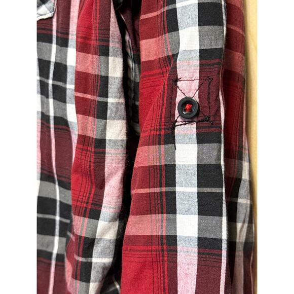 Eighty Eight Platinum, Men's Red Plaid LS Shirt, Pearlized Pocket Snap, XL - Picture 3 of 4